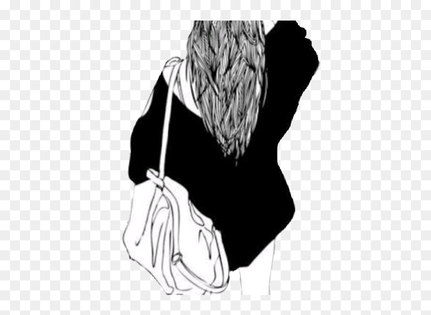 Black And White Girl Drawings, HD Png Download - tumblr png