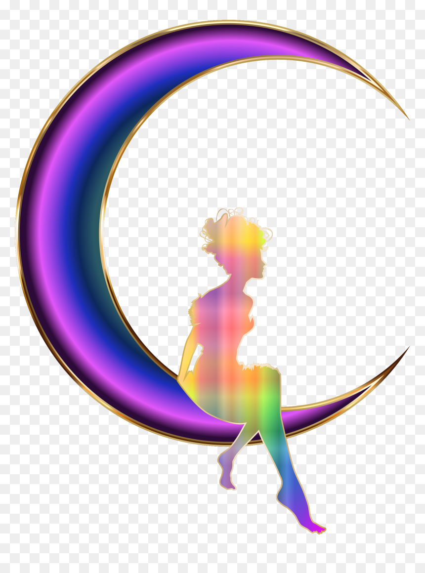 Girl Sitting On Moon, HD Png Download - moon png