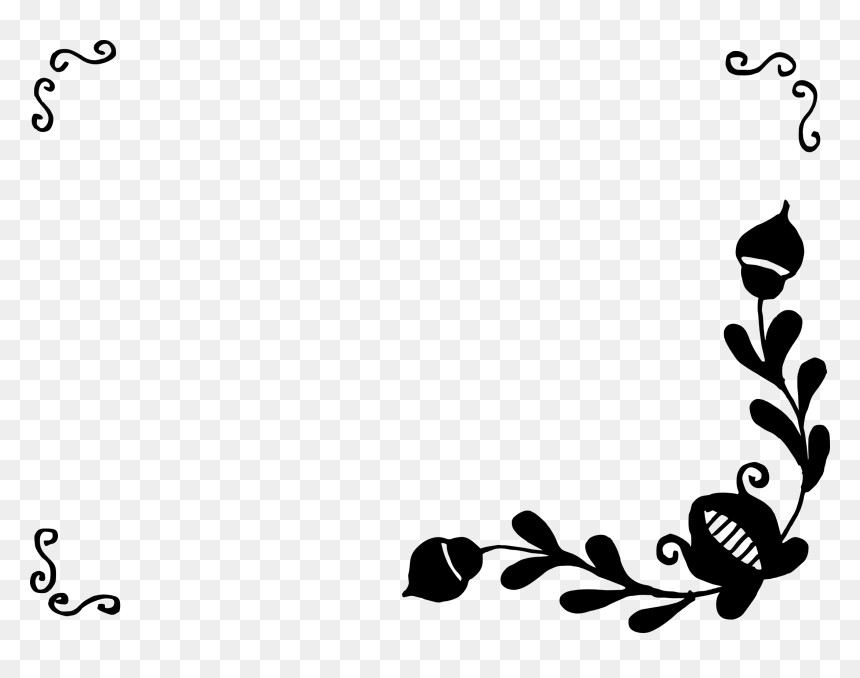 Flower Frame Png Black, Transparent Png - frame png