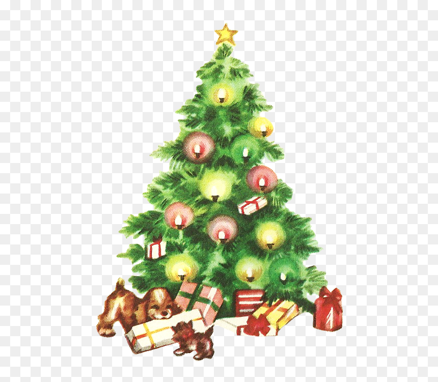 Vintage Christmas Tree Clipart, HD Png Download - christmas tree png