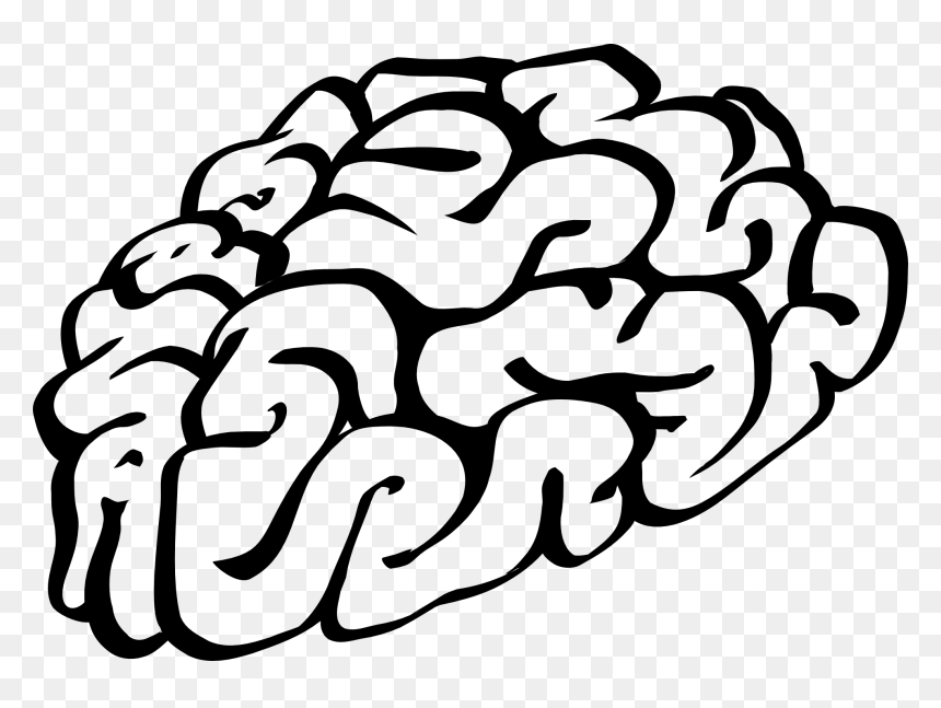 Cartoon Brain Black And White, HD Png Download - brain png