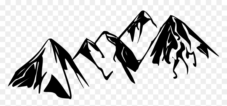 Black And White Clipart Mountains, HD Png Download - mountain png