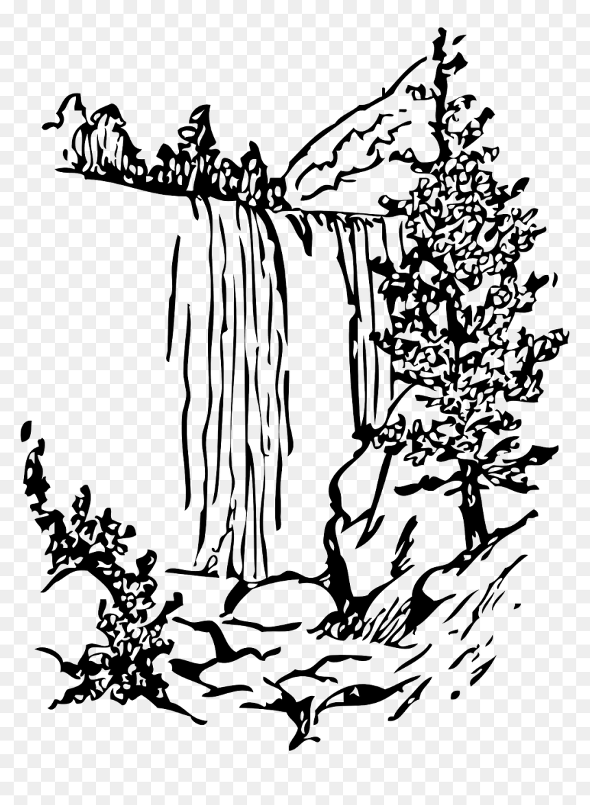 Waterfall Clipart Black And White, HD Png Download - waterfall png