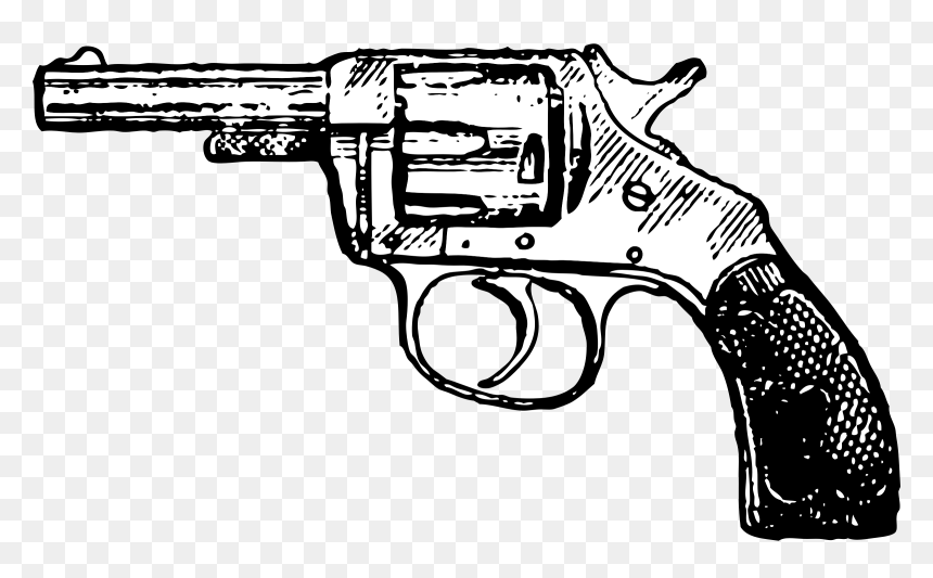 Revolver Black And White, HD Png Download - pistol png