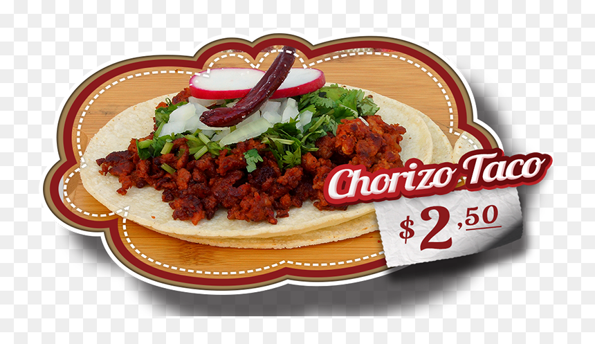 Tacos De Chorizo Png, Transparent Png - taco png