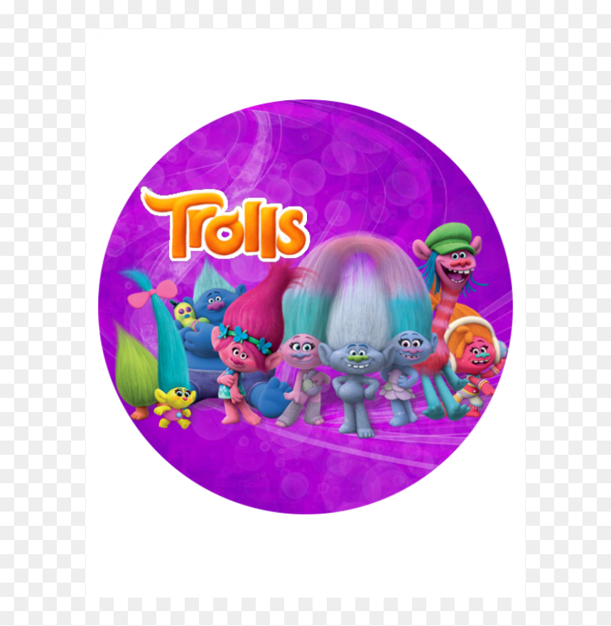 Trolls Round Cake Topper - Trolls Birthday Invitations Blank, HD Png Download - trolls png