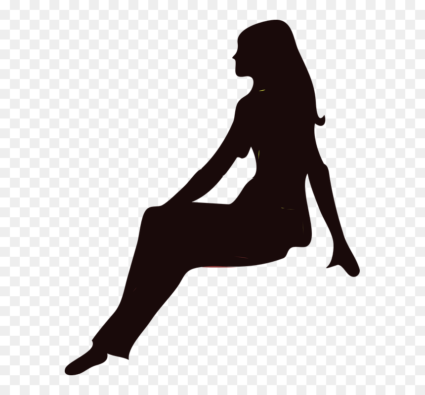 Sitting Woman Silhouette Png, Transparent Png - people sitting png