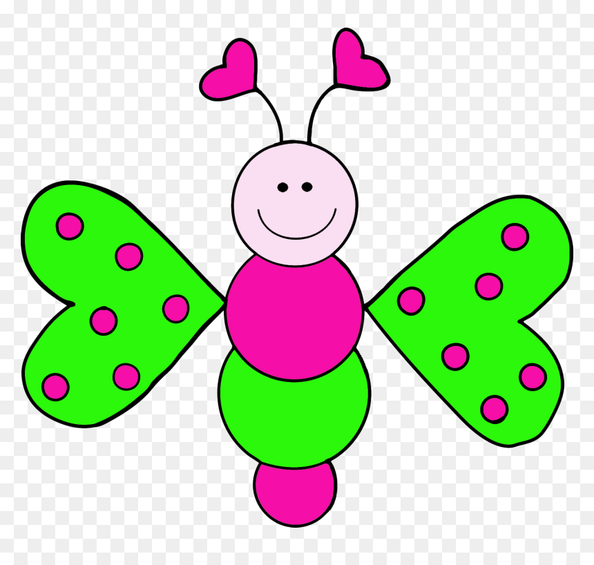 Cartoon Cute Butterfly Clipart, HD Png Download - green butterfly png