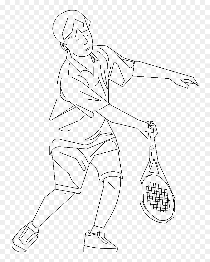 Line Art, HD Png Download - tennis player png