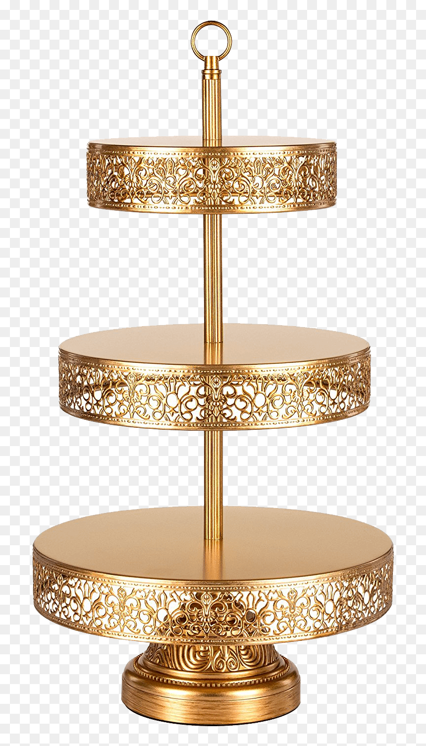 3 Tier Gold Cupcake Stand, HD Png Download - gold filigree png