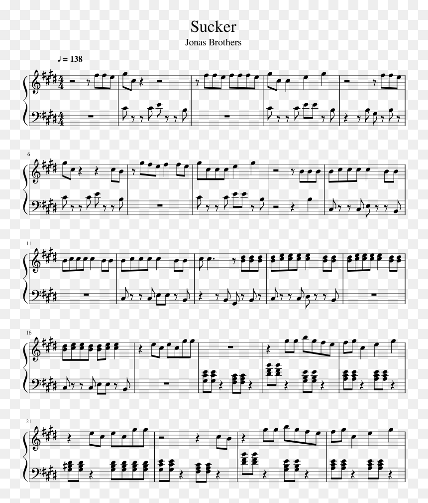 Sucker Jonas Brothers Sheet Music, HD Png Download - sucker png