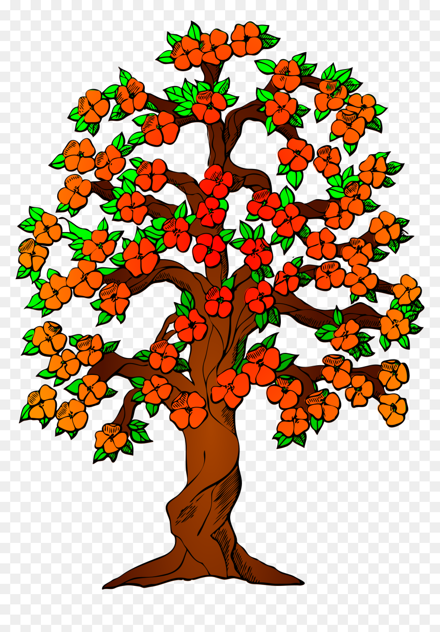 Trees With Flowers Clip Art, HD Png Download - deciduous tree png