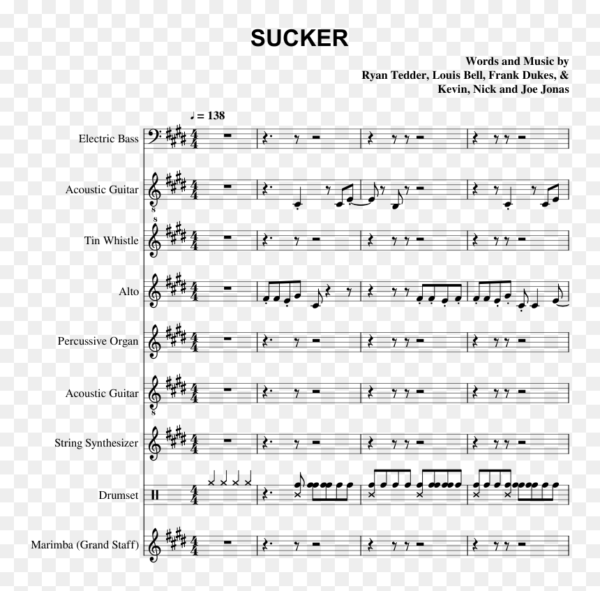 Sucker Jonas Brothers Sheet Music, HD Png Download - sucker png