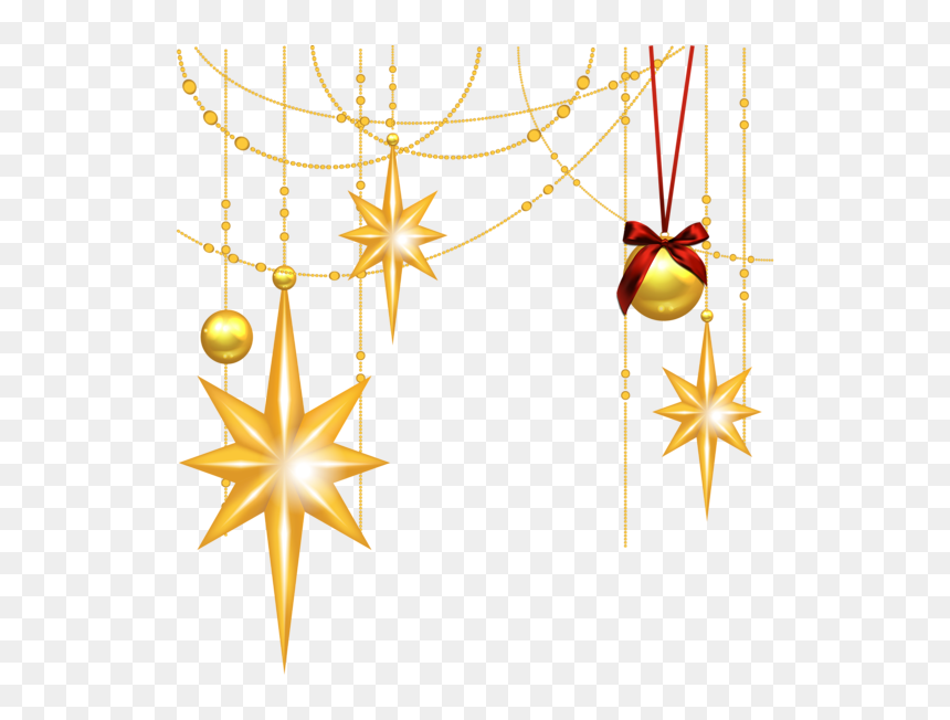 Christmas Stars Clipart, HD Png Download - gold christmas ornaments png