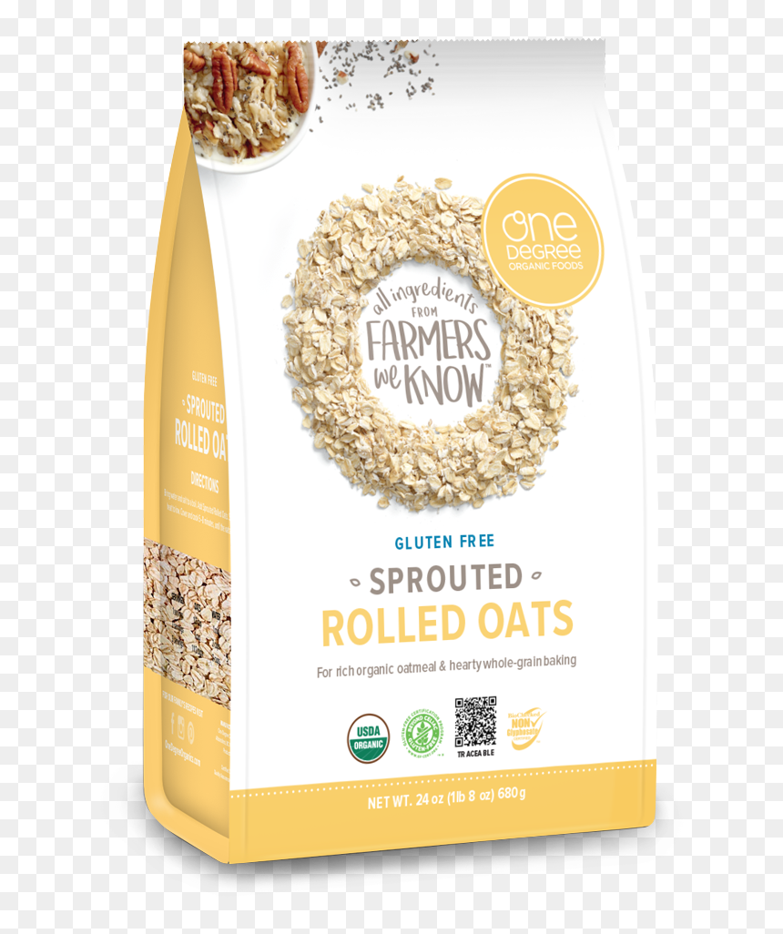 One Degree Organics Rolled Oats, HD Png Download - oats png