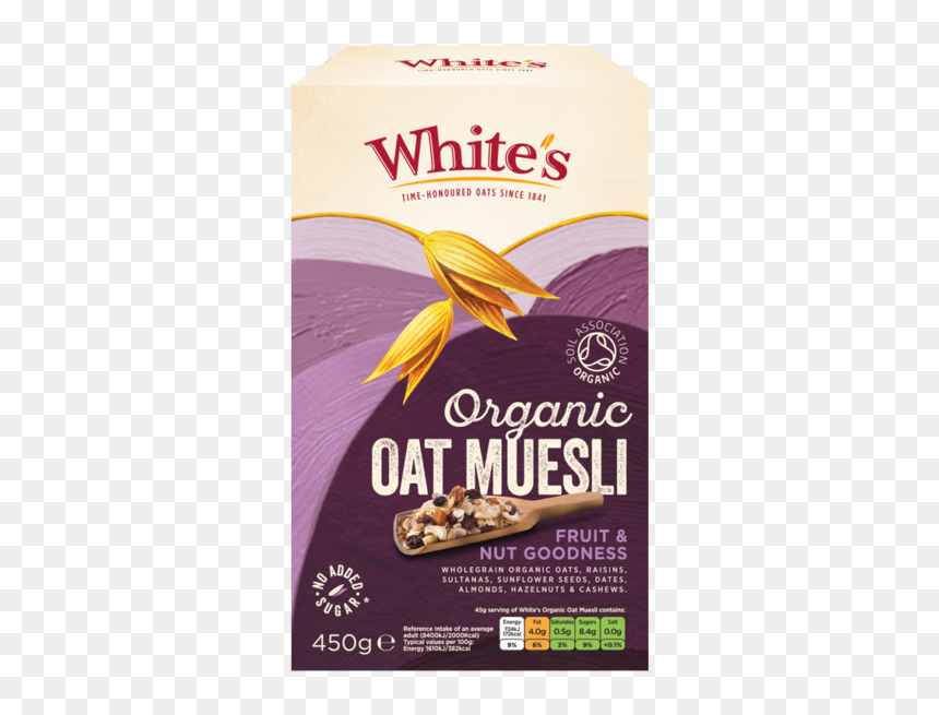 Whites Org Oat Muesli Fruit Nut Goodness 450g, HD Png Download - oats png