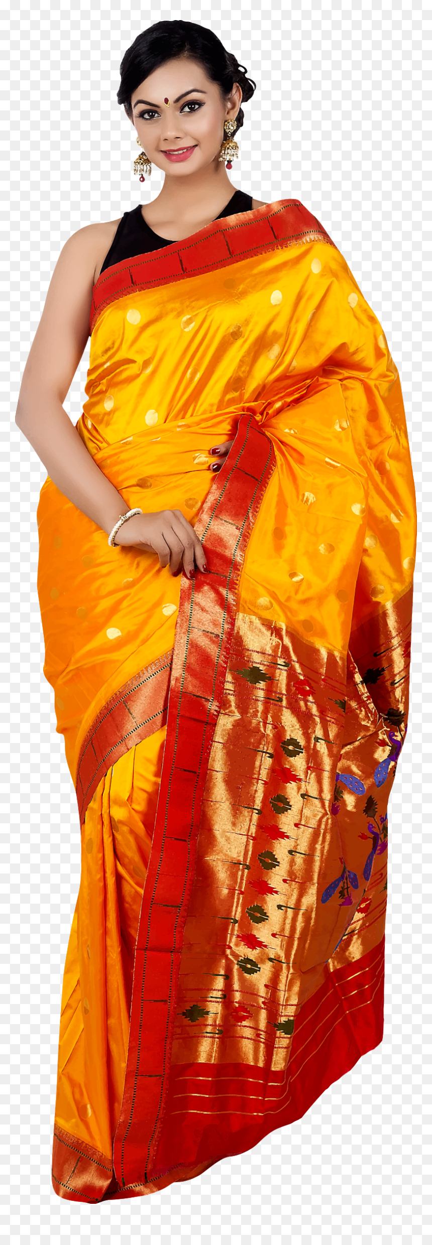 Woman With Saree Png, Transparent Png - silk saree png