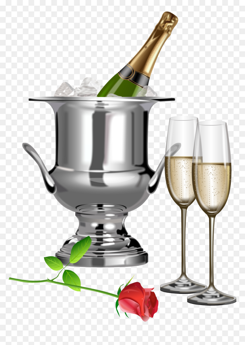 Champagne Glasses And Bottles, HD Png Download - flute vector png