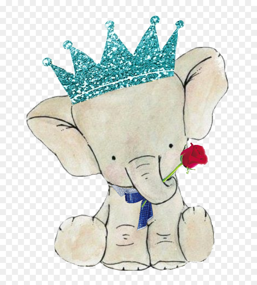 Cartoon Elephant With Crown, HD Png Download - picsart clipart png