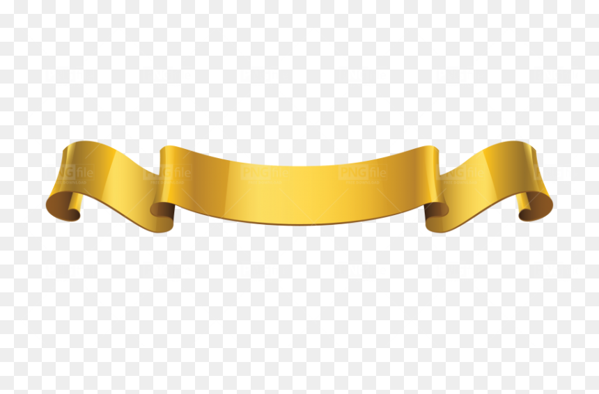 Curled Golden Ribbon, HD Png Download - golden round png
