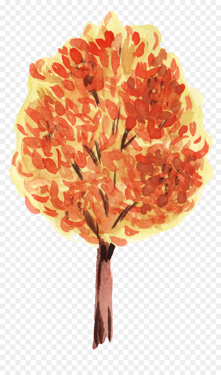 Watercolor Fall Tree Transparent, HD Png Download - flowers tree png