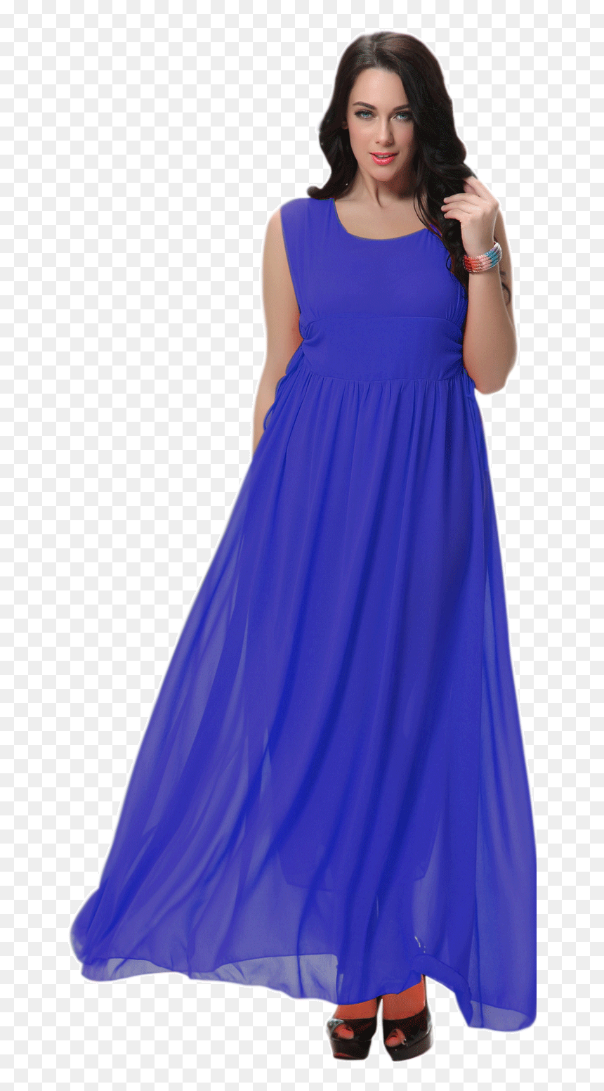 Round Pleated Gown, HD Png Download - women dress png