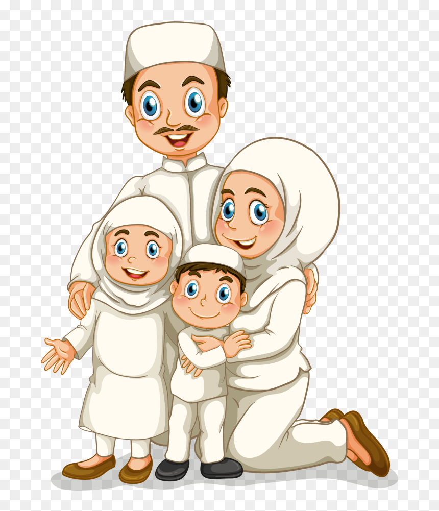 Happy Muslim Family Cartoon, HD Png Download - mother clipart png