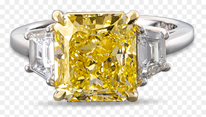 Radiant Cut Fancy Yellow Diamond, HD Png Download - ring png image