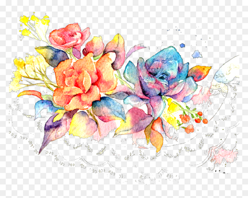 Free Succulents Watercolor, HD Png Download - side border designs flowers png