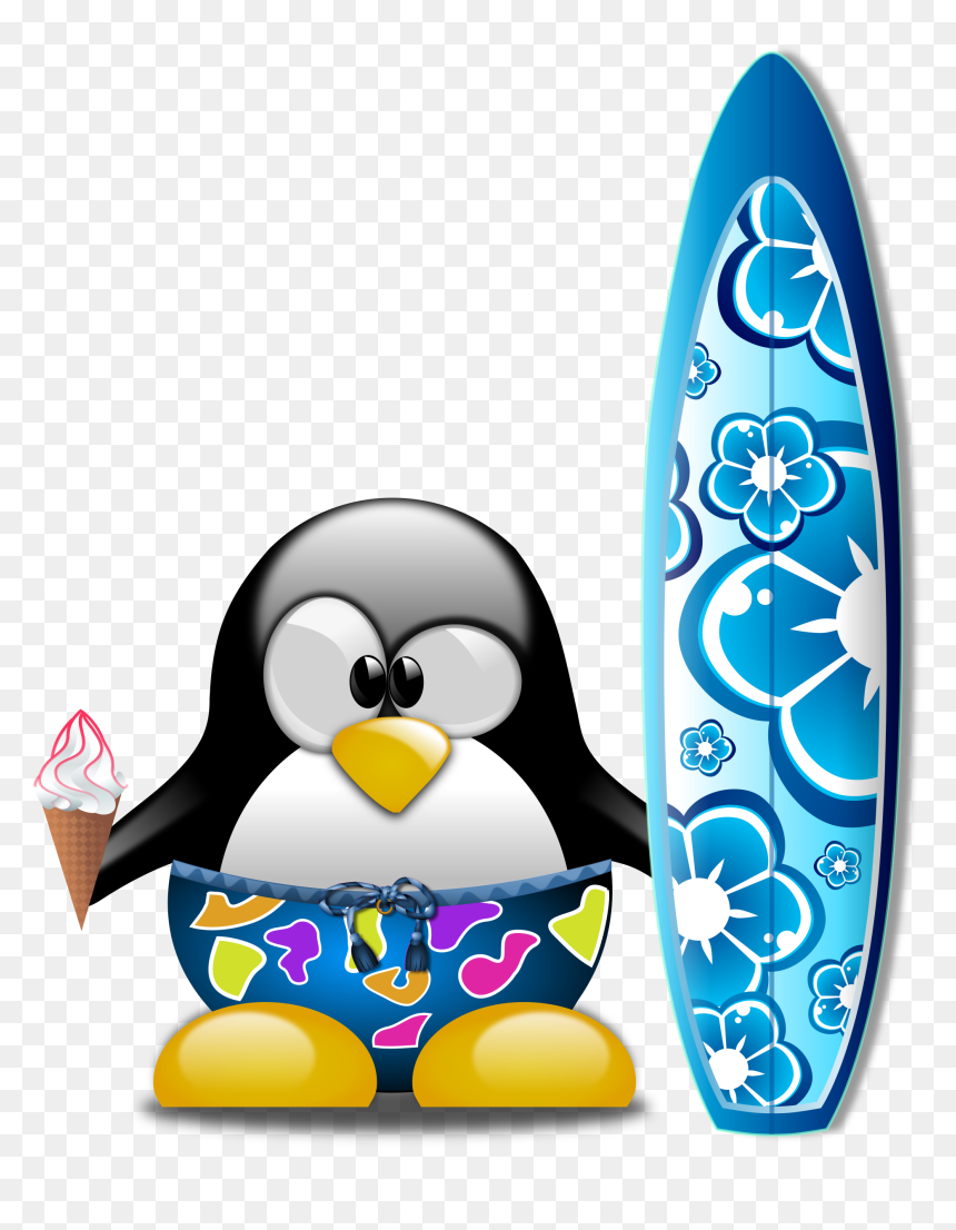 Surfing Penguin Clipart, HD Png Download - surf png