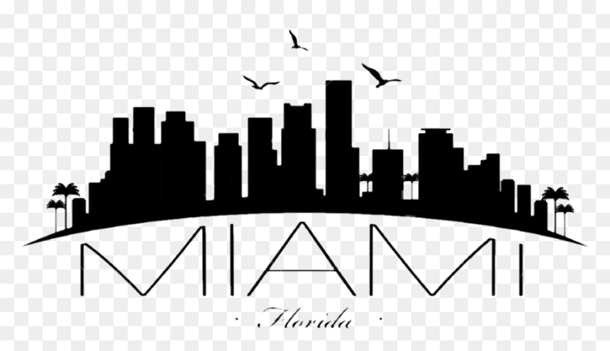 Miami Skyline Silhouette, HD Png Download - florida silhouette png