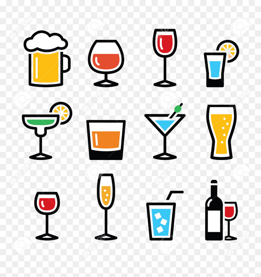 Alcohol Clipart Free Best On Transparent Png - Different Types Of Beverage, Png Download - champagne clipart png