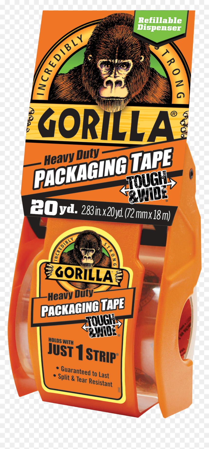 Gorilla Heavy Duty Packaging Tape Tough & Wide - Animal, HD Png Download - duct tape strip png