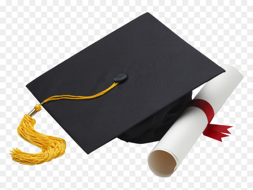 High School Diploma And Hat, HD Png Download - gold graduation cap png