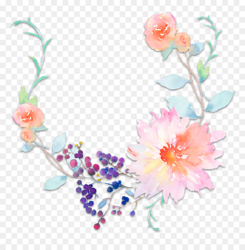 Spring Flower Watercolor Colorful Flowercrown Bloom - Transparent Water Color Flowers, HD Png Download - flowercrown png