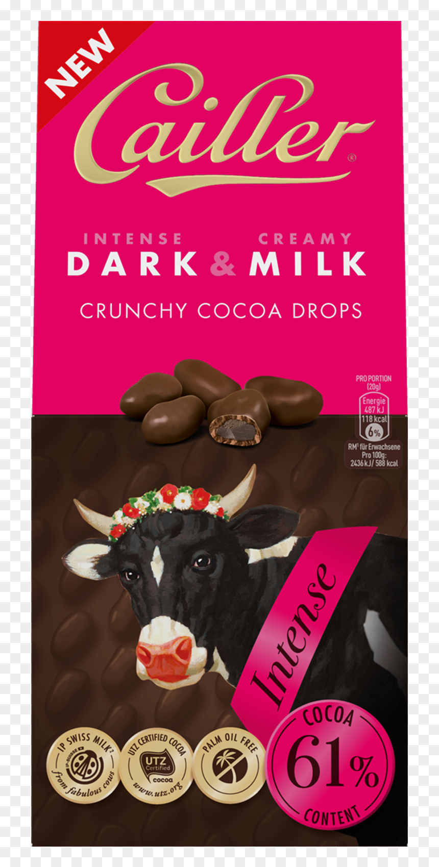 Dark&milk Crunchy Cocoa Drops 61% Intense Cacao 80g - Cailler Dark And Milk, HD Png Download - cacao png