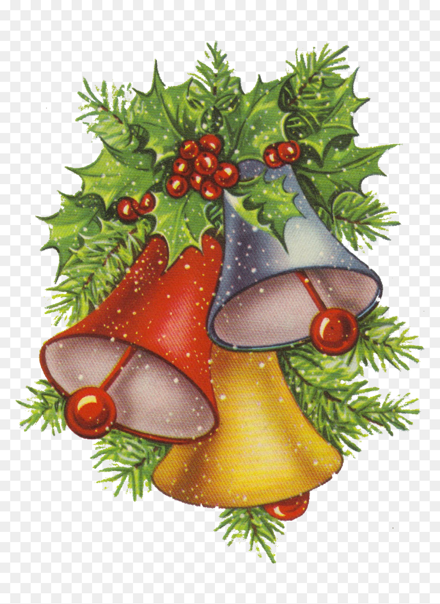 Vintage Stock Graphics - Christmas Bell Images Clip Art, HD Png Download - holly png