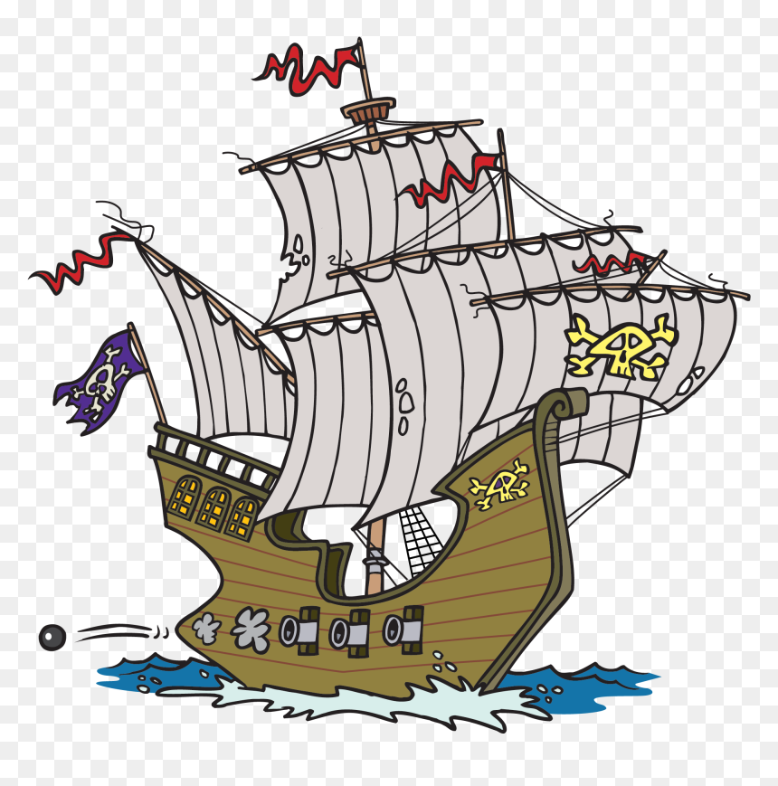 Pirate Ship Shooting Cannons, HD Png Download - ship png