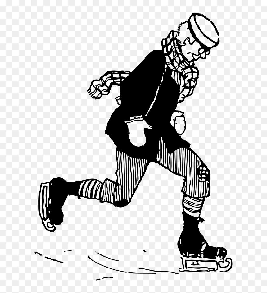 Old Fashioned Skater Svg Clip Arts - Man Skate Cartoon Black And White, HD Png Download - skater png