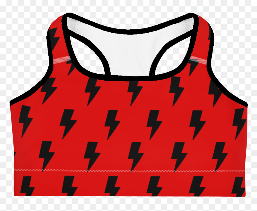 Black & Red Lightning Bolts Sports Bra - Sports Bra, HD Png Download - red lightning bolt png