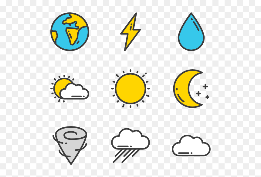 Weather Symbols Cartoon Transparent, HD Png Download - rain icon png