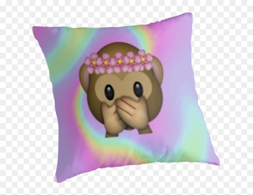 Monkey Emoji With Flower Crown - Cushion, HD Png Download - monkey emoji with flower crown png