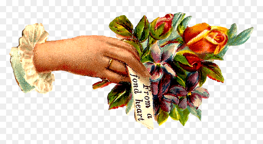 Hand Wishes Vintage - Flower In Hand Wishes, HD Png Download - flower vintage png