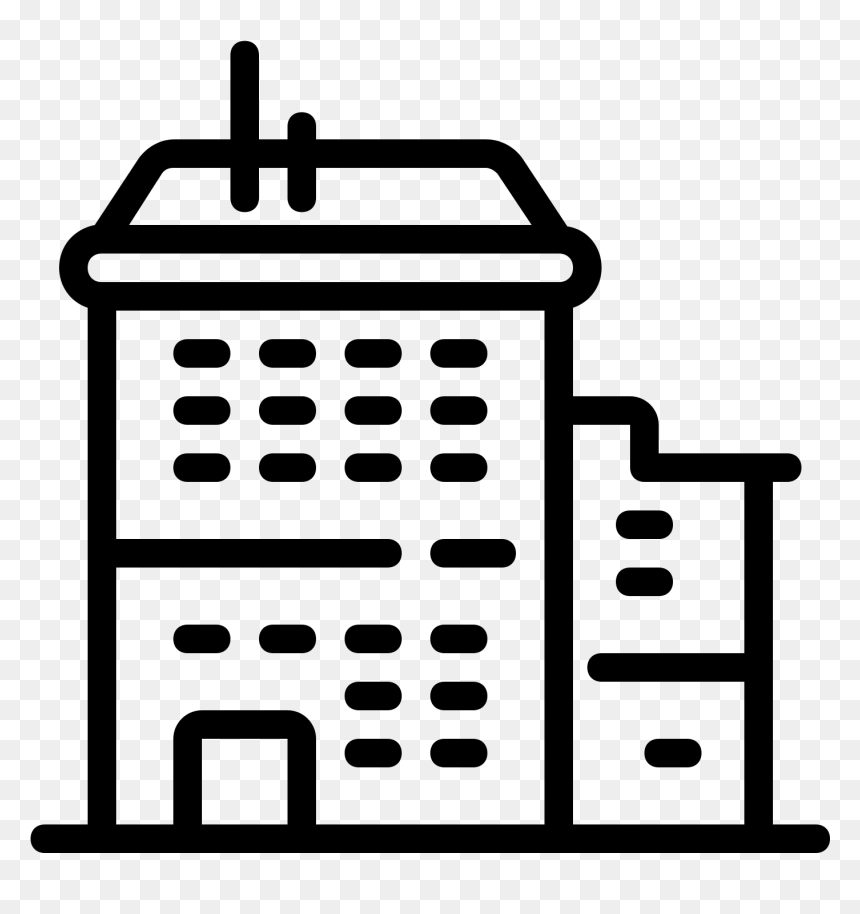Hospital Cartoon Black And White, HD Png Download - black building icon png