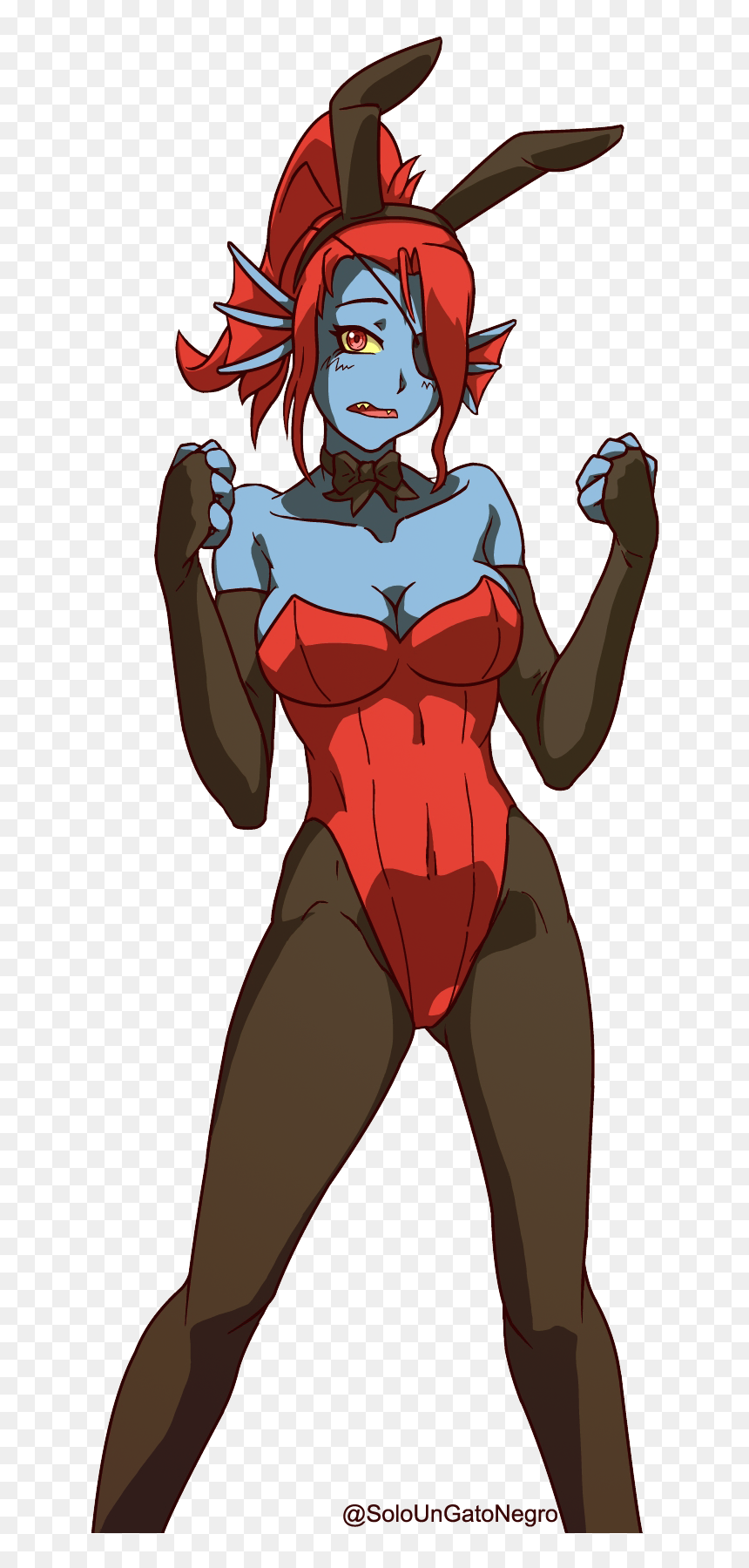 @soloungatonegro Undertale Fictional Character Cartoon - Undertale Bunny Suit, HD Png Download - undertale undyne png