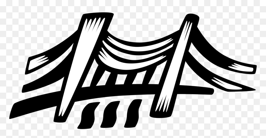 Vector Illustration Of Suspension Bridge Crosses Open, HD Png Download - bridge vector png