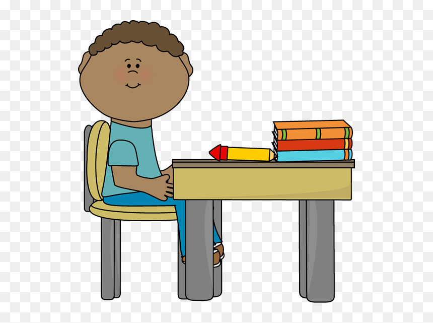 Sitting At Desk Clipart, HD Png Download - child sitting png