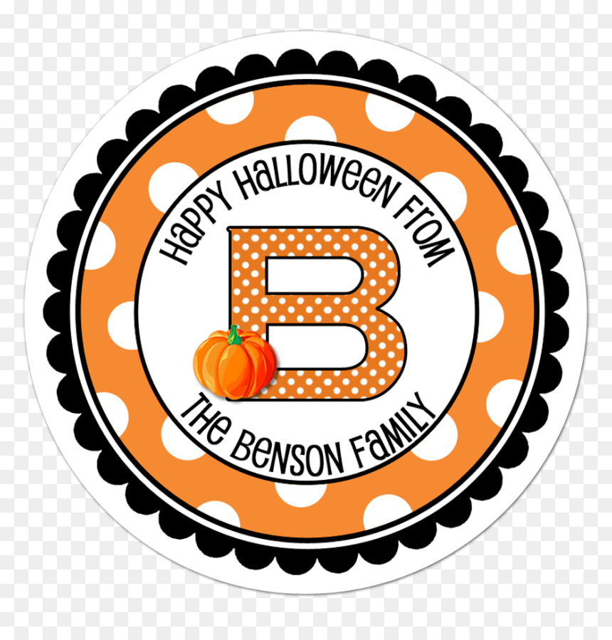 Pumpkin Monogram Wide Polka Dot Border Personalized - Air Balloon Baby Shower Stickers, HD Png Download - pumpkin border png