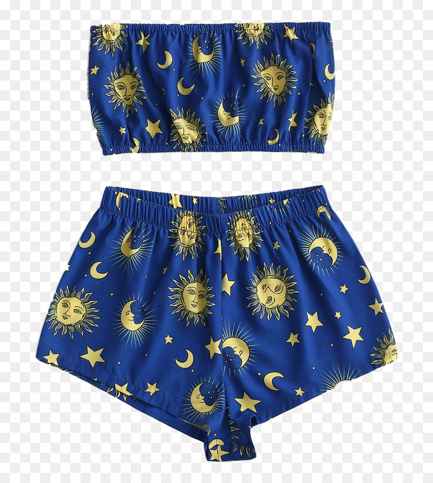 #cute #style #cuteoutfit #niche #png #stylish #moon - Sun And Moon Bandeau And Shorts Set, Transparent Png - cute sun png