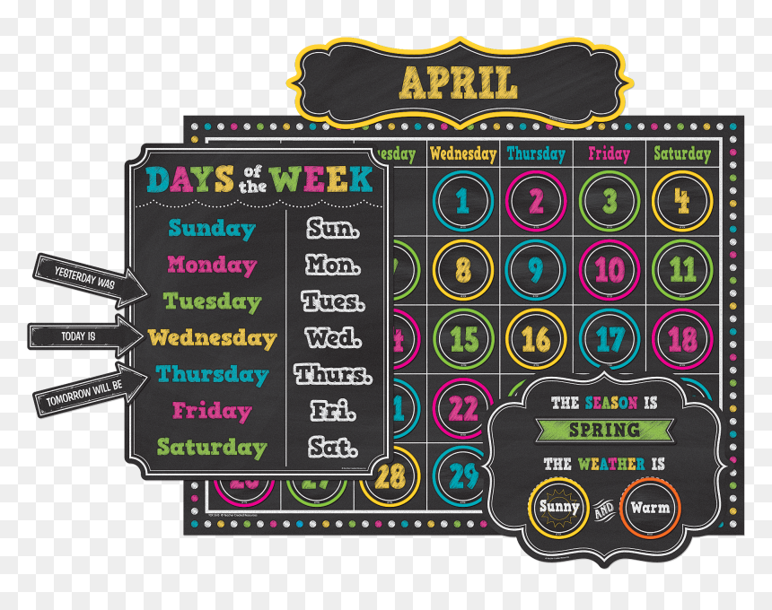 Bulletin Board Chalkboard Calendar, HD Png Download - chalk border png